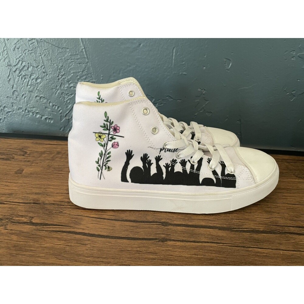 Jesus Saves Praise White Skateboarding Shoes US 7.5 Women’s High Tops